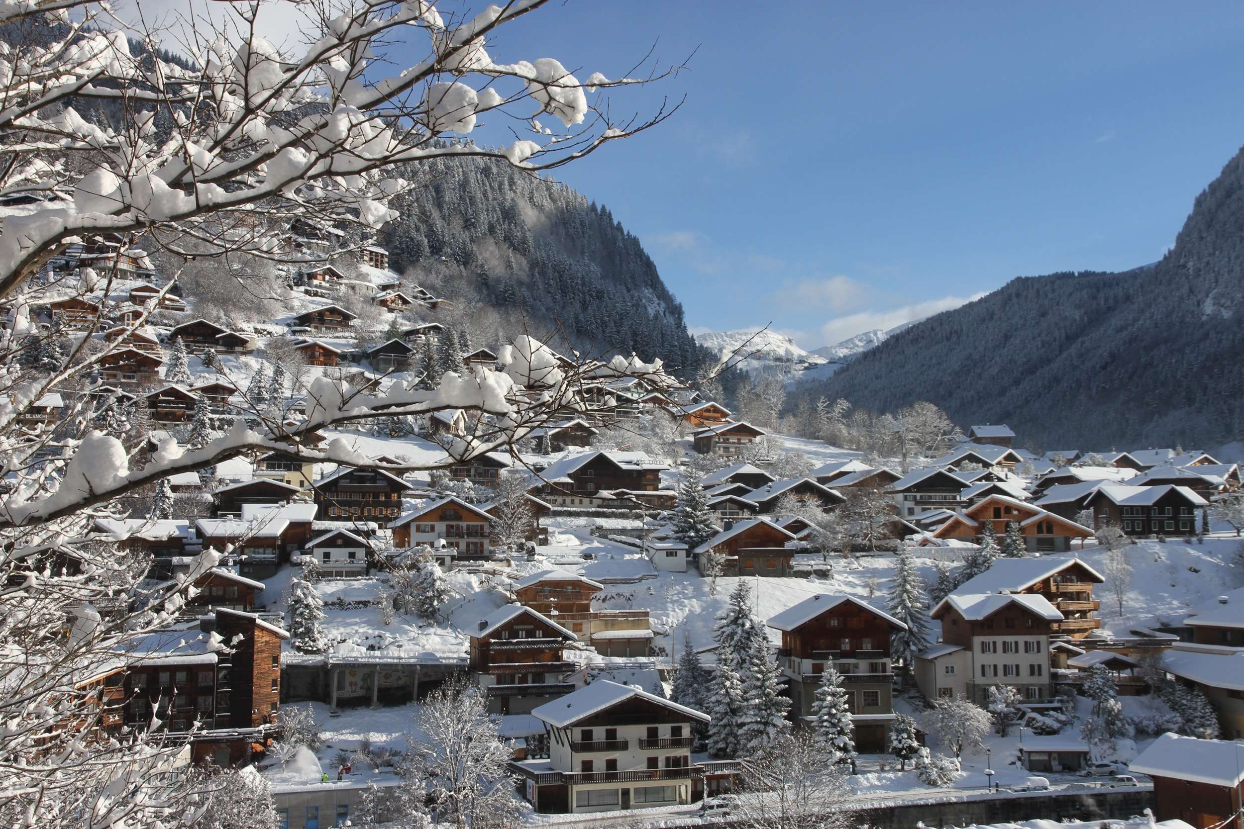 Morzine ski resort - covered in snow