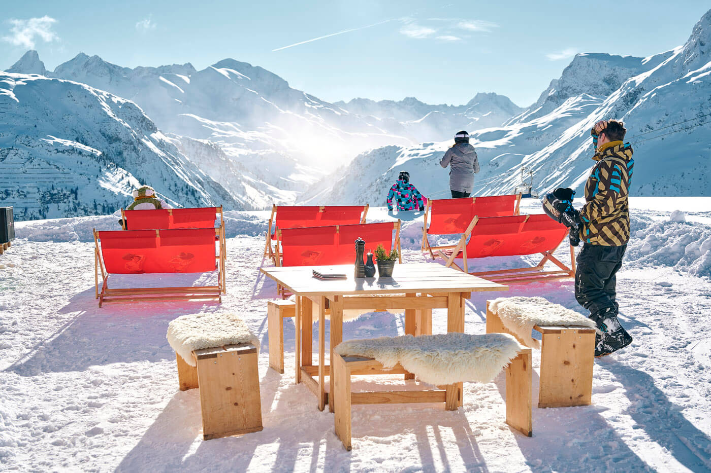 Relaxing at Der Wolf in the sunshine, St. Anton / Lech