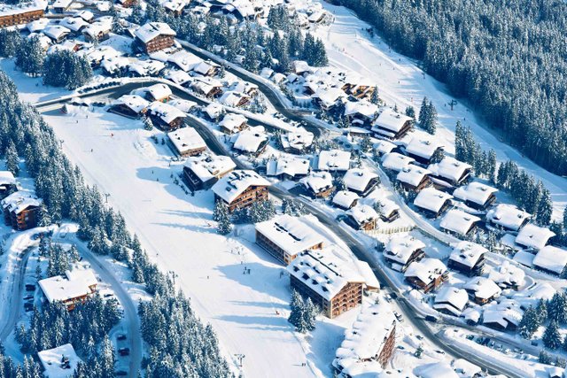 Courchevel ski resort aerial